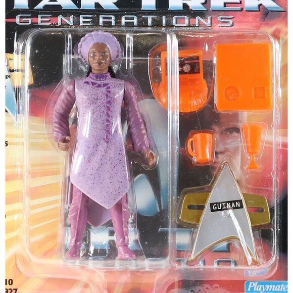 Star Trek Generations Action Figures Soran, Worf, Guinan 1994 Sealed Cards - Picture 3 of 10